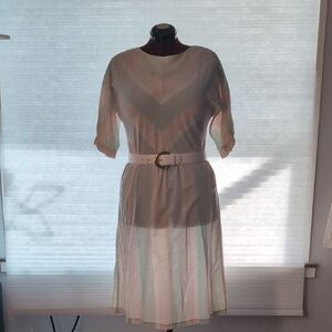 Vintage 80s Striped Dress with Belt